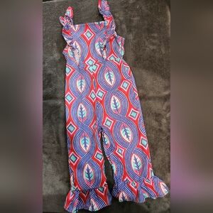 Kids Printed Stretch Leggings - Red, Blue & Mint